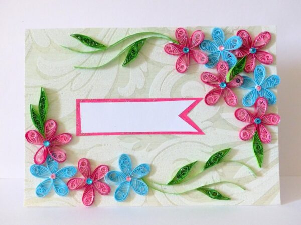 Pink & Blue Flower Greeting Card- Shaded Flowers "Limited Edition" image Pink & Blue Flower Greeting Card- Shaded Flowers "Limited Edition" image