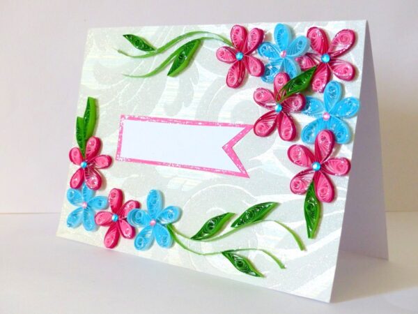 Pink & Blue Flower Greeting Card- Shaded Flowers "Limited Edition" image Pink & Blue Flower Greeting Card- Shaded Flowers "Limited Edition" image