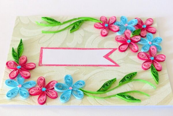Pink & Blue Flower Greeting Card- Shaded Flowers "Limited Edition" image Pink & Blue Flower Greeting Card- Shaded Flowers "Limited Edition" image