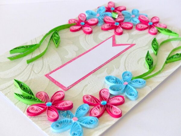 Pink & Blue Flower Greeting Card- Shaded Flowers "Limited Edition" image Pink & Blue Flower Greeting Card- Shaded Flowers "Limited Edition" image