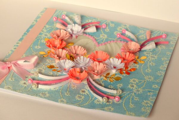 All Pink Flowers in Heart Greeting Card image All Pink Flowers in Heart Greeting Card image