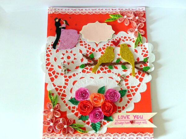Heart Doily Quilled Greeting Card image Heart Doily Quilled Greeting Card image