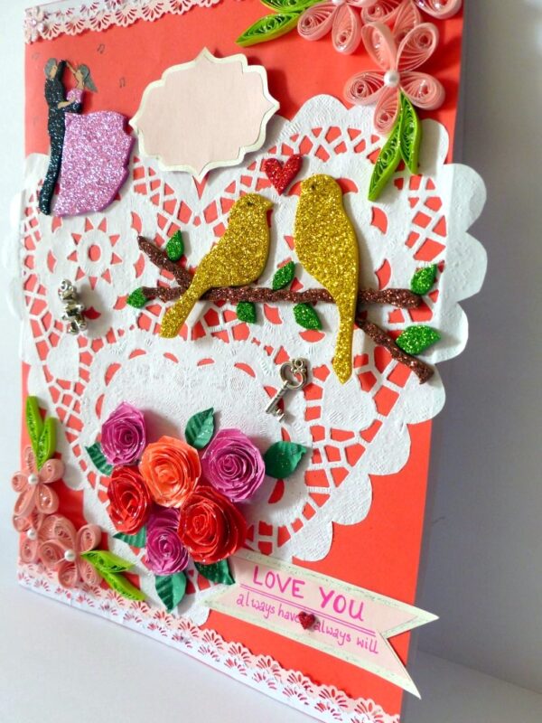 Heart Doily Quilled Greeting Card image Heart Doily Quilled Greeting Card image