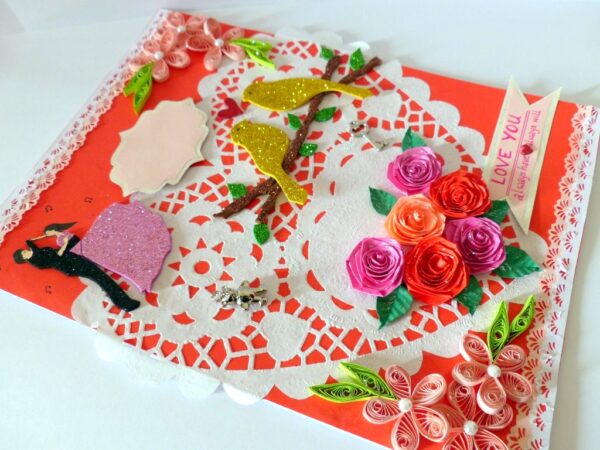 Heart Doily Quilled Greeting Card image Heart Doily Quilled Greeting Card image
