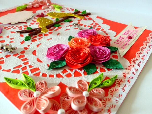 Heart Doily Quilled Greeting Card image Heart Doily Quilled Greeting Card image