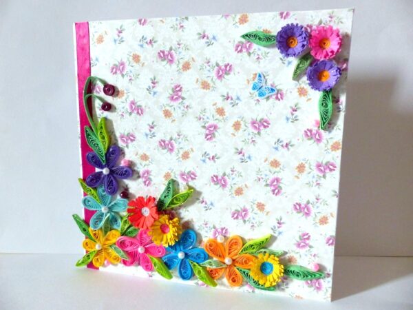 Colorful Flowers Border Greeting Card image Colorful Flowers Border Greeting Card image