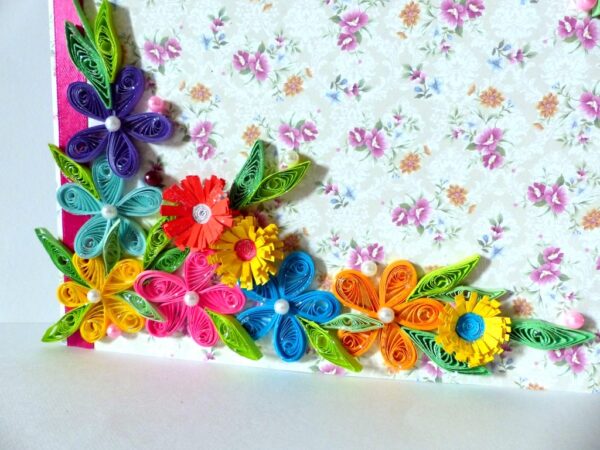 Colorful Flowers Border Greeting Card image Colorful Flowers Border Greeting Card image