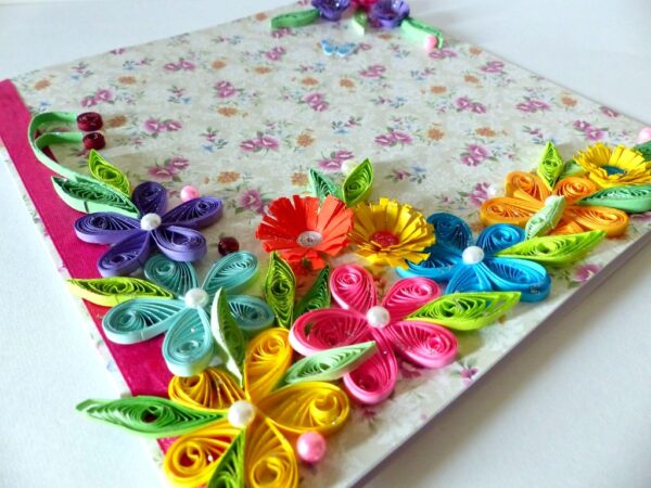 Colorful Flowers Border Greeting Card image Colorful Flowers Border Greeting Card image