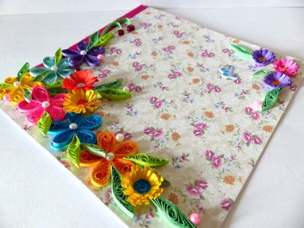 Colorful Flowers Border Greeting Card image Colorful Flowers Border Greeting Card image