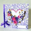 Purple Flowers and Roses In Heart Greeting Card image Purple Flowers and Roses In Heart Greeting Card image