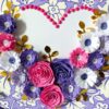 Purple Flowers and Roses In Heart Greeting Card image Purple Flowers and Roses In Heart Greeting Card image