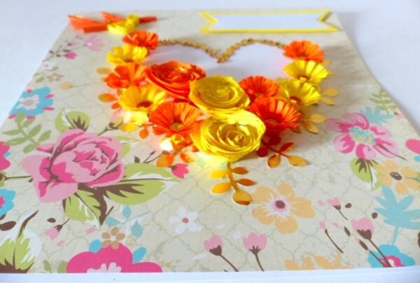 Yellow Flowers And Roses In Heart Greeting card image Yellow Flowers And Roses In Heart Greeting card image