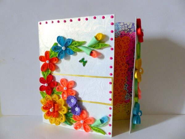 Multicolor Flowers Mini Scrapbook Greeting Card image Multicolor Flowers Mini Scrapbook Greeting Card image