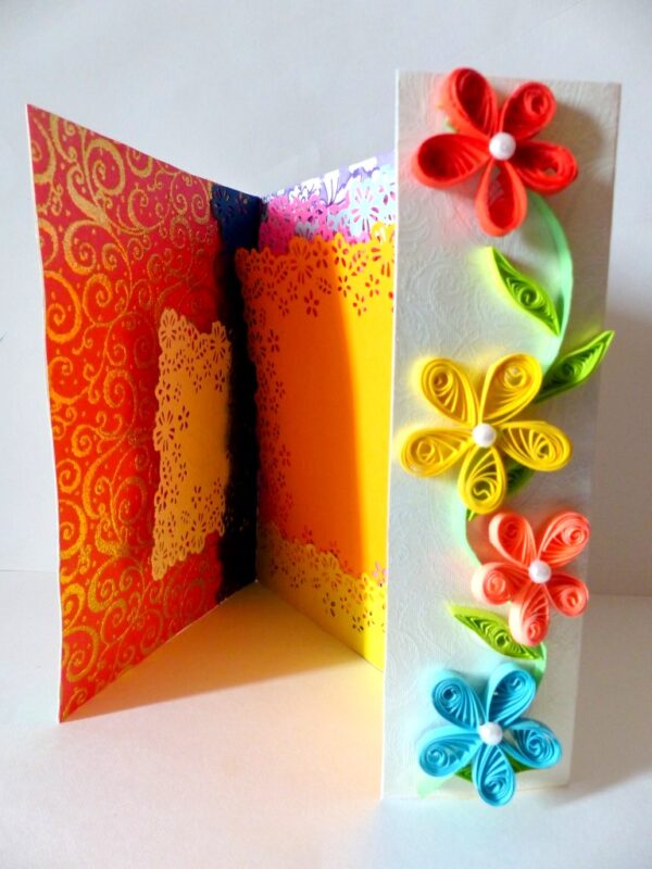 Multicolor Flowers Mini Scrapbook Greeting Card image Multicolor Flowers Mini Scrapbook Greeting Card image