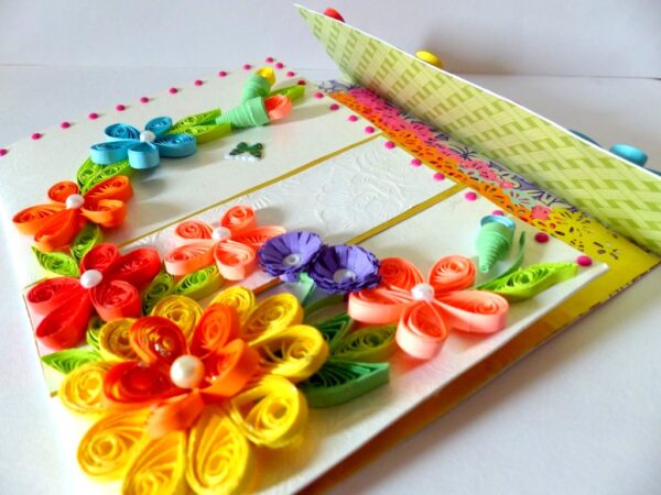 Multicolor Flowers Mini Scrapbook Greeting Card image Multicolor Flowers Mini Scrapbook Greeting Card image