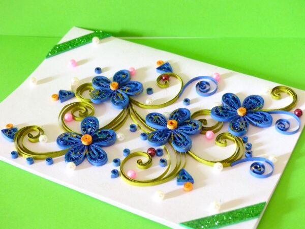 Beautiful Blue Quilled Flowers Greeting Card image Beautiful Blue Quilled Flowers Greeting Card image