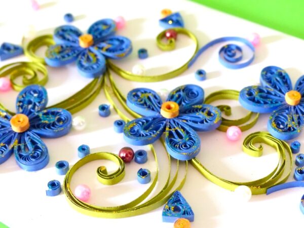 Beautiful Blue Quilled Flowers Greeting Card image Beautiful Blue Quilled Flowers Greeting Card image