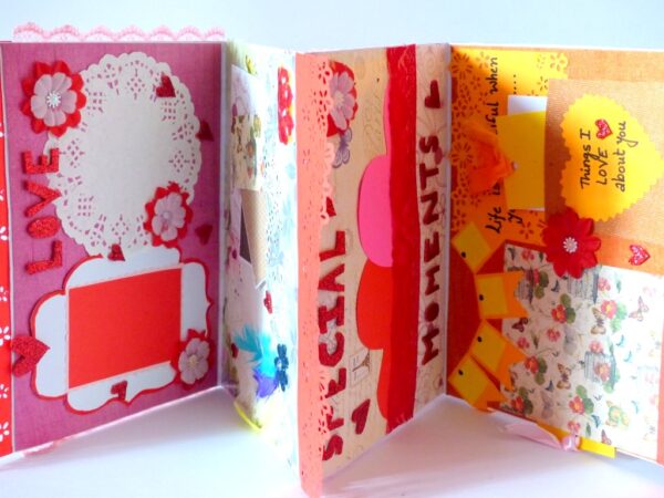 Multicolor Flowers Mini Scrapbook Greeting Card image Multicolor Flowers Mini Scrapbook Greeting Card image