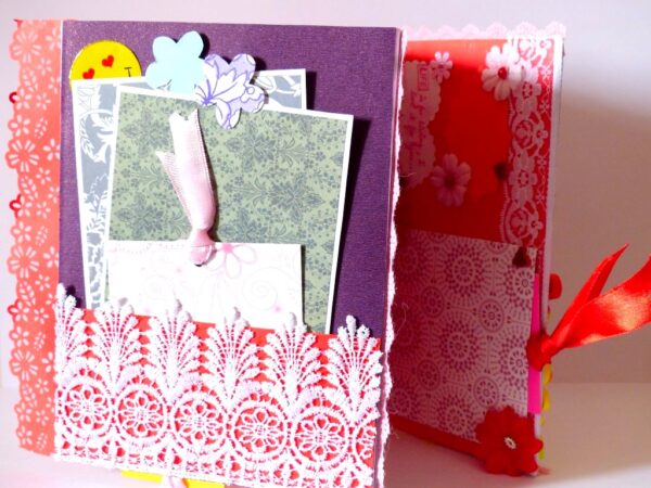 Multicolor Flowers Mini Scrapbook Greeting Card image Multicolor Flowers Mini Scrapbook Greeting Card image