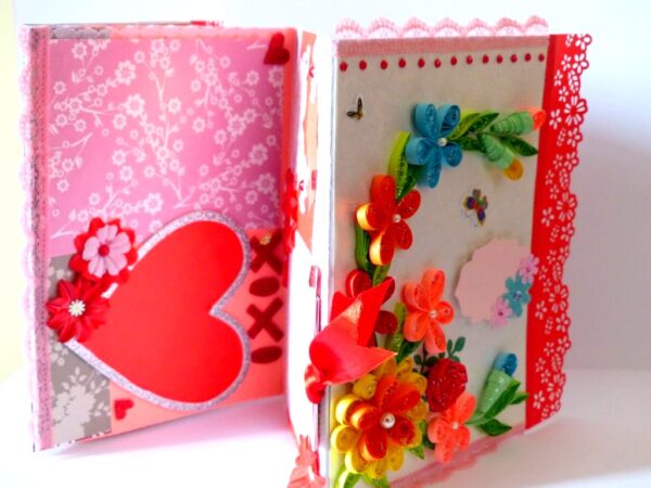 Multicolor Flowers Mini Scrapbook Greeting Card image Multicolor Flowers Mini Scrapbook Greeting Card image