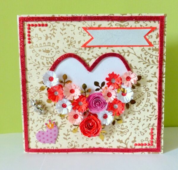 Love Red Roses In Heart Greeting Card image Love Red Roses In Heart Greeting Card image