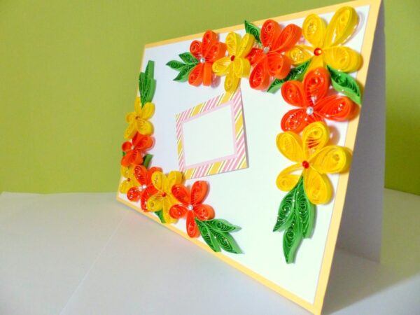 Yellow and Orange Quilled Corner Greeting Card image Yellow and Orange Quilled Corner Greeting Card image