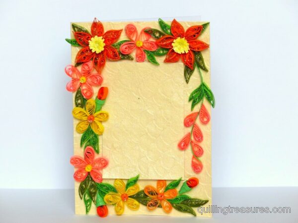 Quilled Corners With Variety Flowers Greeting Card image Quilled Corners With Variety Flowers Greeting Card image