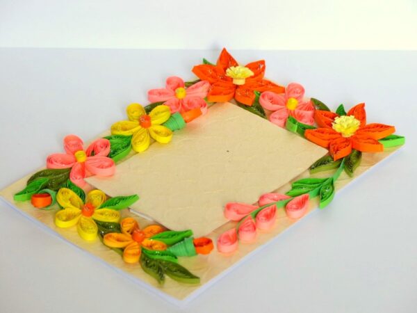 Quilled Corners With Variety Flowers Greeting Card image Quilled Corners With Variety Flowers Greeting Card image