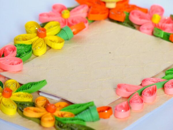 Quilled Corners With Variety Flowers Greeting Card image Quilled Corners With Variety Flowers Greeting Card image