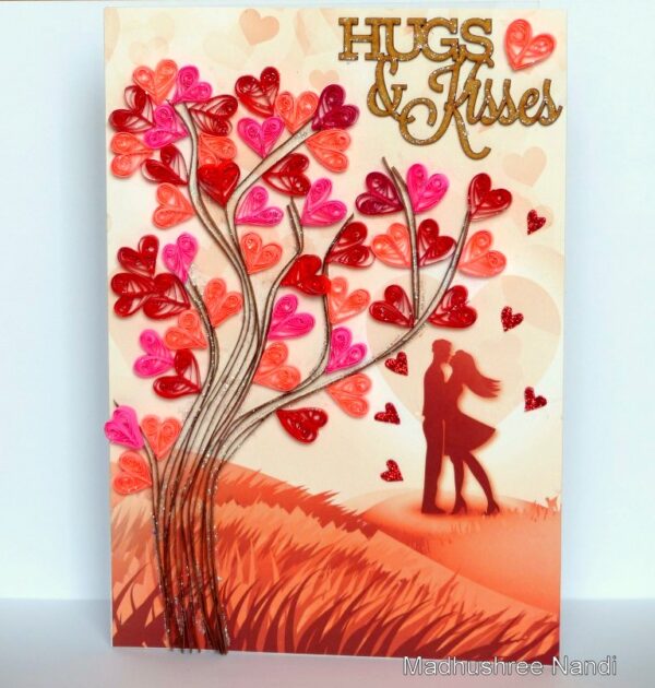 Hugs and Kisses Quilled Tree Greeting Card image Hugs and Kisses Quilled Tree Greeting Card image
