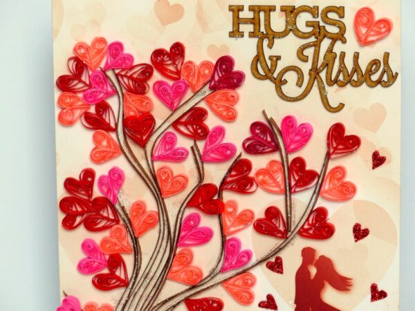 Hugs and Kisses Quilled Tree Greeting Card image Hugs and Kisses Quilled Tree Greeting Card image