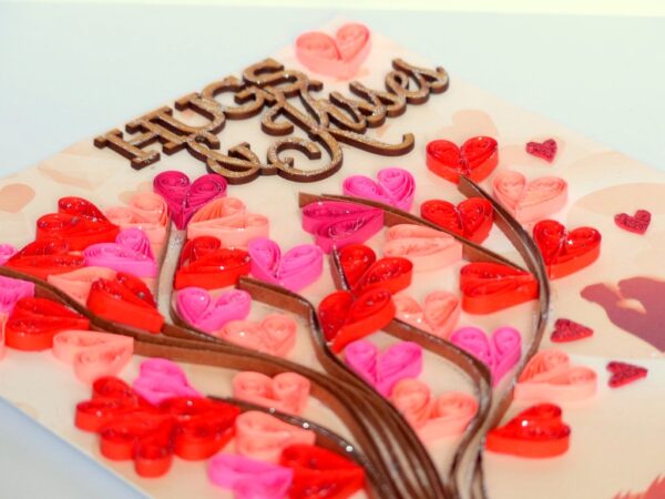 Hugs and Kisses Quilled Tree Greeting Card image Hugs and Kisses Quilled Tree Greeting Card image