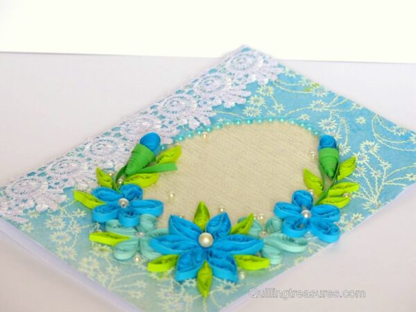 All Blues Quilled Corner With Lace Greeting Card image All Blues Quilled Corner With Lace Greeting Card image