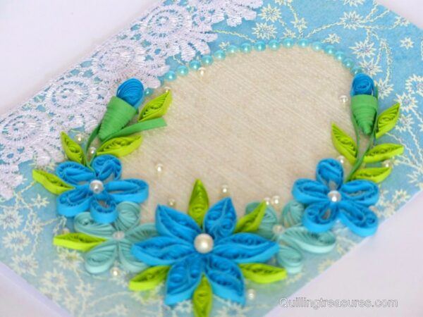 All Blues Quilled Corner With Lace Greeting Card image All Blues Quilled Corner With Lace Greeting Card image