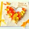 Yellow Themed Quilled Flowers in Heart Greeting Card image Yellow Themed Quilled Flowers in Heart Greeting Card image