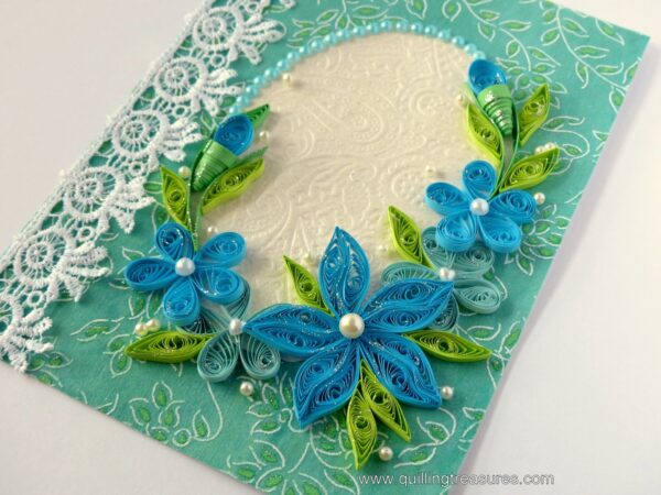 All Blues Quilled Corner With Lace Greeting Card image All Blues Quilled Corner With Lace Greeting Card image