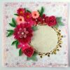 Paper Lace Border Pink Variety Flowers Greeting Card image Paper Lace Border Pink Variety Flowers Greeting Card image