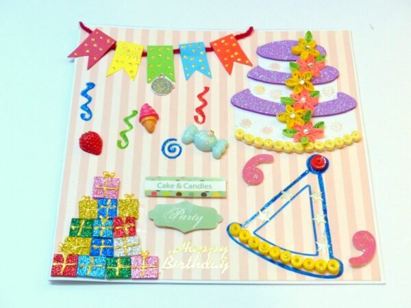 Quilled Cake Birthday Greeting Card image Quilled Cake Birthday Greeting Card image