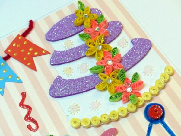 Quilled Cake Birthday Greeting Card image Quilled Cake Birthday Greeting Card image