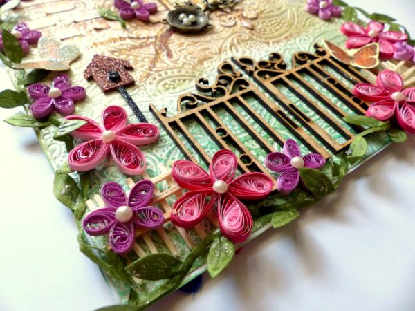 Leafy and Quilled Flowers Vintage Greeting Card image Leafy and Quilled Flowers Vintage Greeting Card image