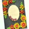 Yellow and Orange Quilled Flowers On Green Card image Yellow and Orange Quilled Flowers On Green Card image