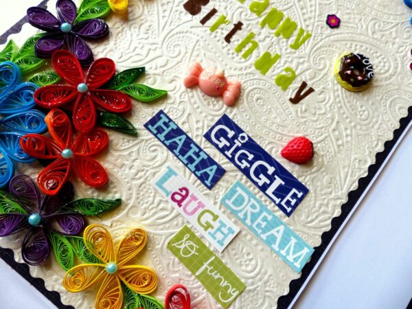 Happy Birthday Quilled Flowers Greeting Card image Happy Birthday Quilled Flowers Greeting Card image