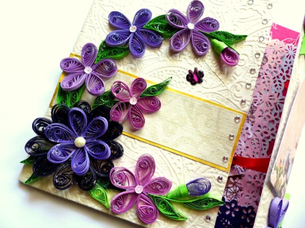 Purple Themed Flowers Mini Scrapbook Greeting Card image Purple Themed Flowers Mini Scrapbook Greeting Card image