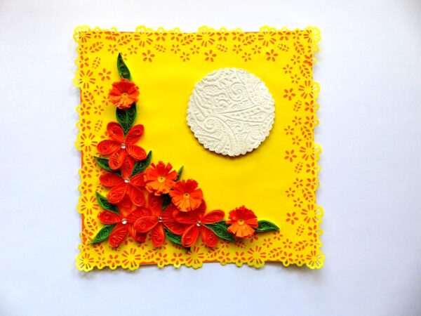 Yellow Themed Orange Flowers Greeting Card image Yellow Themed Orange Flowers Greeting Card image