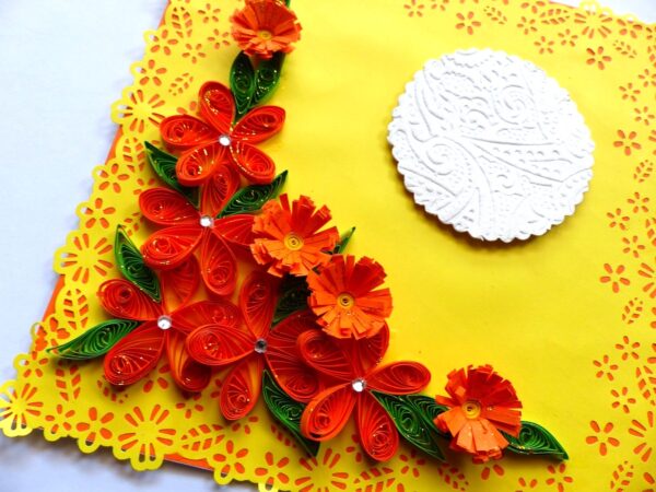 Yellow Themed Orange Flowers Greeting Card image Yellow Themed Orange Flowers Greeting Card image