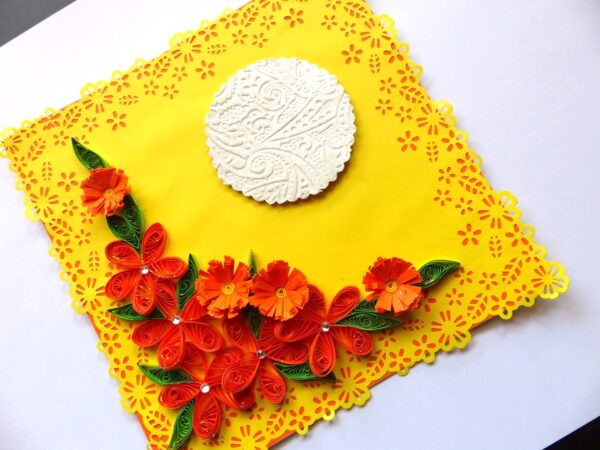 Yellow Themed Orange Flowers Greeting Card image Yellow Themed Orange Flowers Greeting Card image