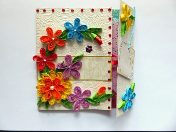 Multicolor Flowers Mini Scrapbook Greeting Card image Multicolor Flowers Mini Scrapbook Greeting Card image