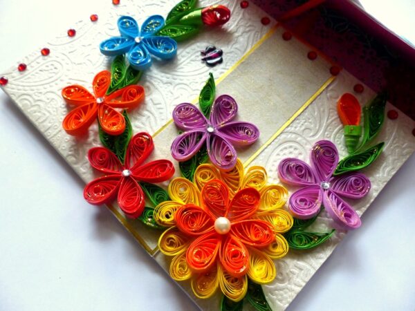 Multicolor Flowers Mini Scrapbook Greeting Card image Multicolor Flowers Mini Scrapbook Greeting Card image