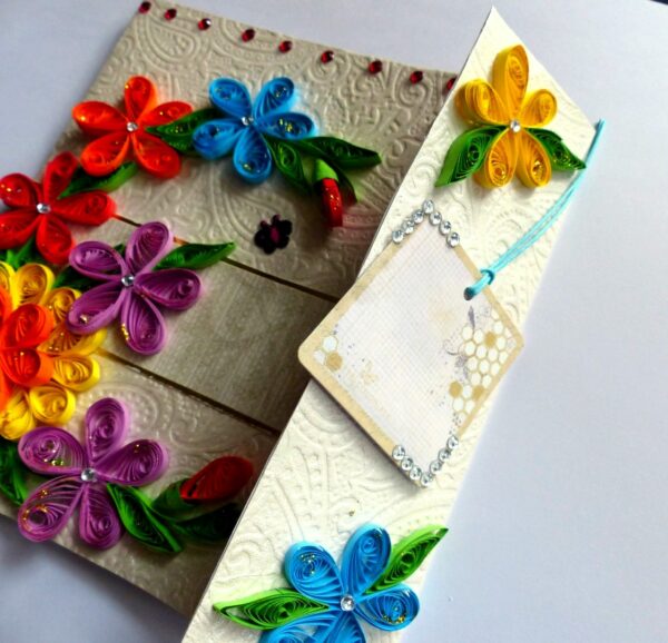Multicolor Flowers Mini Scrapbook Greeting Card image Multicolor Flowers Mini Scrapbook Greeting Card image