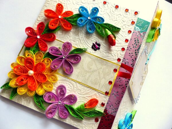 Multicolor Flowers Mini Scrapbook Greeting Card image Multicolor Flowers Mini Scrapbook Greeting Card image